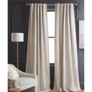 Quince Curtain 48x84 Tan Textured Linen Blackout Darkening One Panel